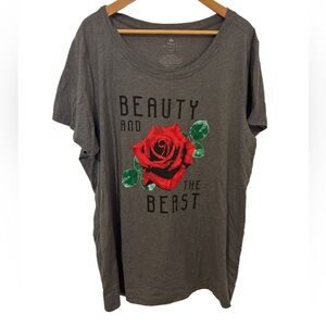 Torrid Disney Grey Beauty And The Beast Graphic Print T-Shirt Size 3X